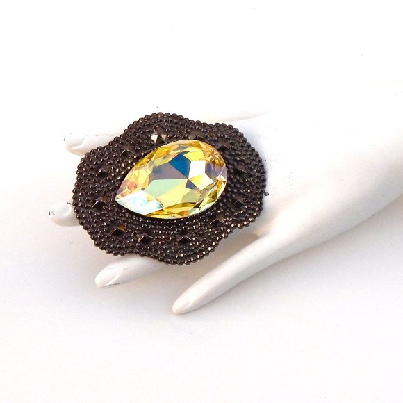 GASOLINE GLAMOUR FORTUNE TELLER HONEY BUTTER MAXI DROP RING - Picture 3 of 4